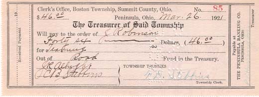 Treasurer of Said Township check