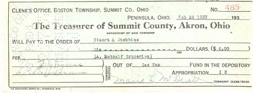 Treasurer of Summit County Check
