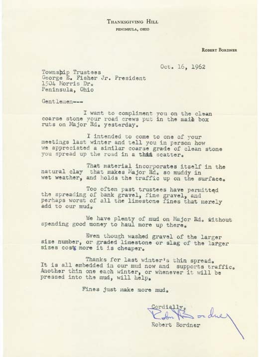 Major Road (Bordner letter)